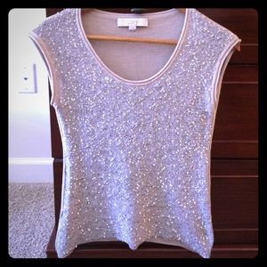 Ann Taylor LOFT silver sparkling top