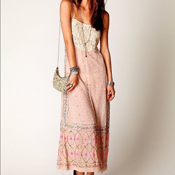 FREE PEOPLE x NEW ROMANTICS BEADED JUMPSUIT GOWN