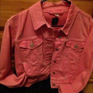 Levis coral pink distressed jacket.