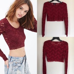 Forever 21 Red Lace Crop Top