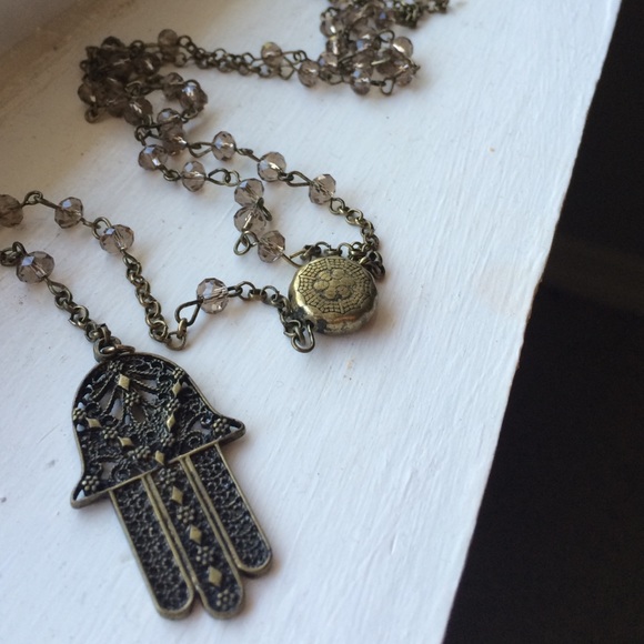 Unique Hamsa long beaded necklace