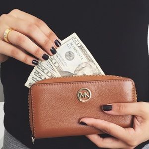 MK Tan Wallet w/ Gold Hardware