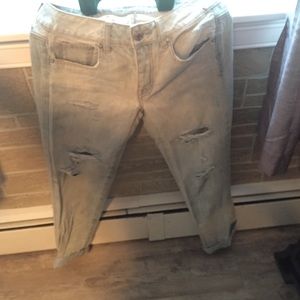 Size 2 distressed boy crop jeans