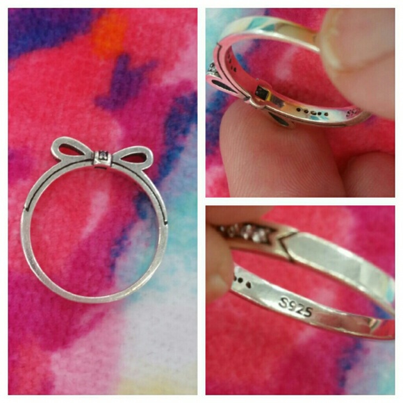 NEW Sterling Silver Sparkling Bow Ring 925 - Picture 2 of 4