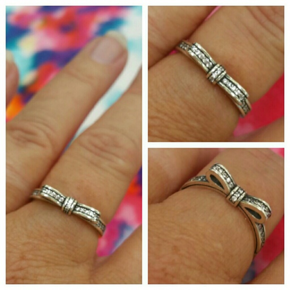 NEW Sterling Silver Sparkling Bow Ring 925 - Picture 3 of 4