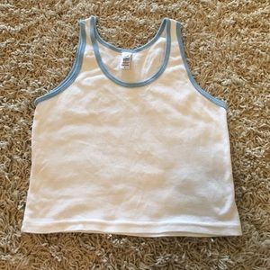 White and blue trim American Apparel crop tank