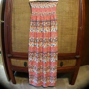 Red floral maxi dress