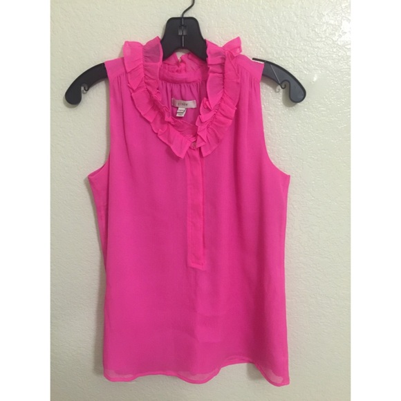 JCrew silk ruffle neck blouse