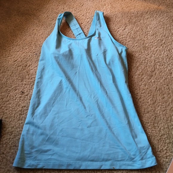 Blue work out shirt with built in bra