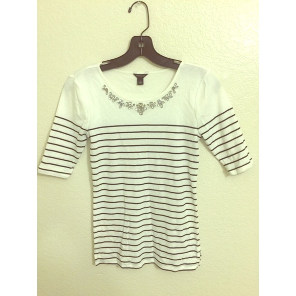 Ann Taylor jewel neck striped tee