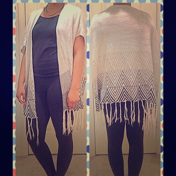 Charlotte Russe Sweaters - Short sleeve Charming Charlie Fringe Cardigan