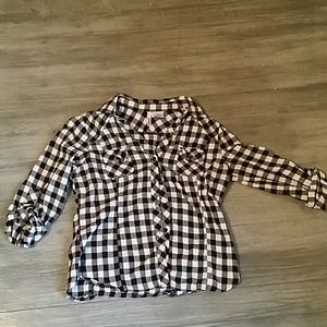 BONGO Black and White Flannel Button-Down