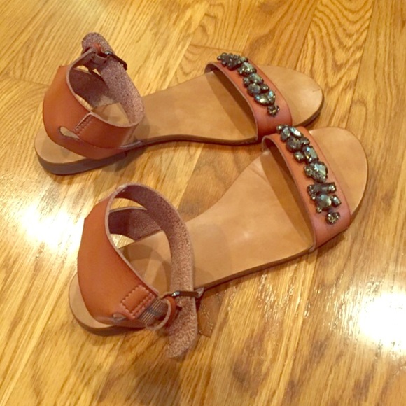{SOLD ON MERC} Bejeweled Leather Sandals
