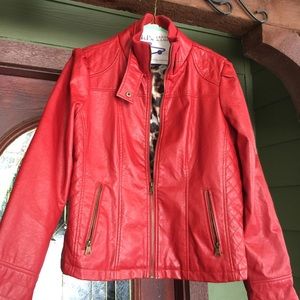 Red faux leather jacket! NWOT!