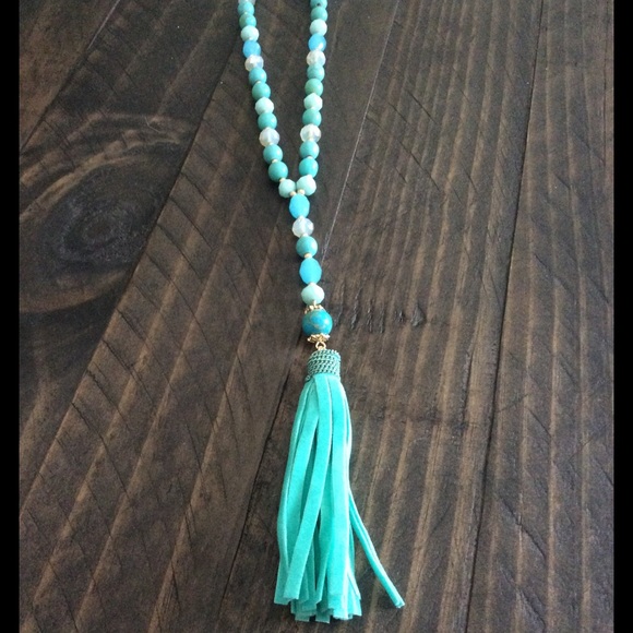 LAST🔹Turquoise Bead Tassel Necklace🔹 - Picture 3 of 4
