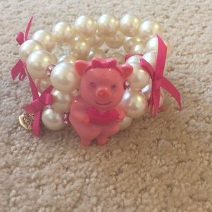 Betsy Johnson pig and pearl bracelet