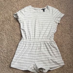 Gray striped cap sleeve romper