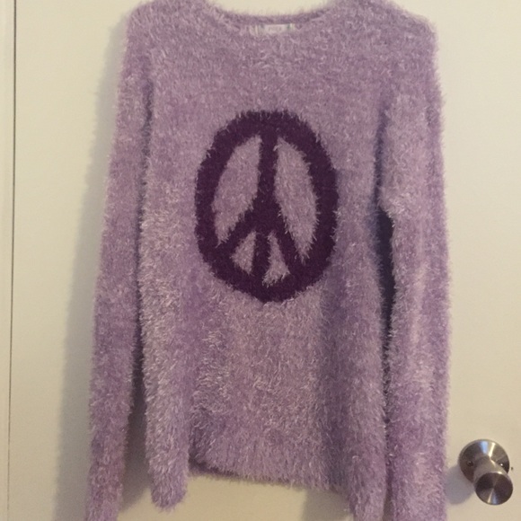 Fluffy purple peace sign sweater