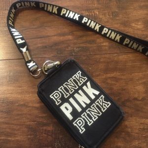 PINK id holder with lanyard