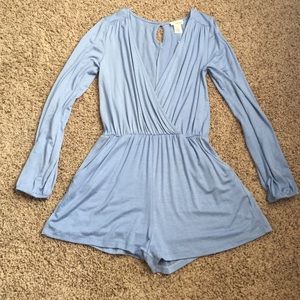 Powder blue long sleeve romper