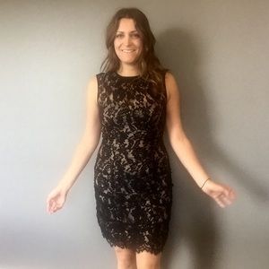 Black-tie appropriate black lace dress