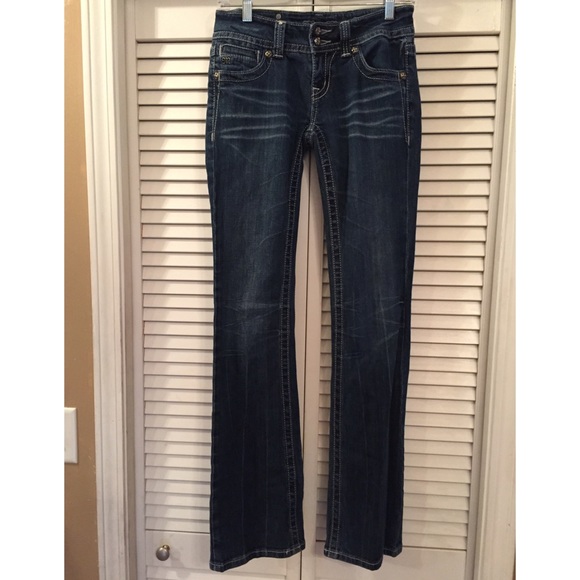 Gorgeous Miss Me Bootcut Jeans Cross Pockets Sz 26