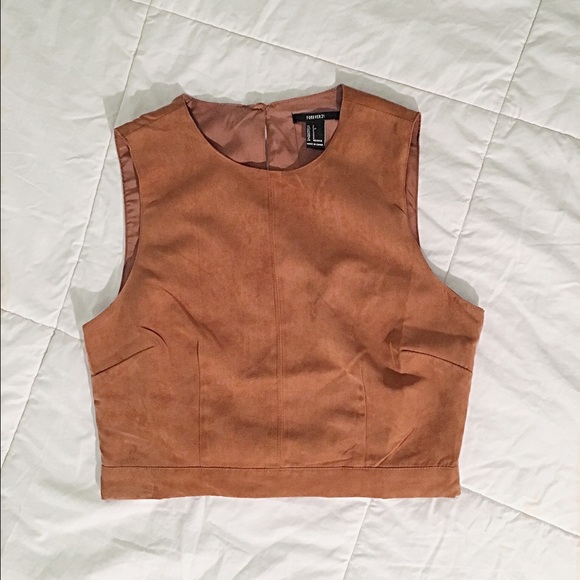 Brown Suede Cropped Top - Picture 2 of 3