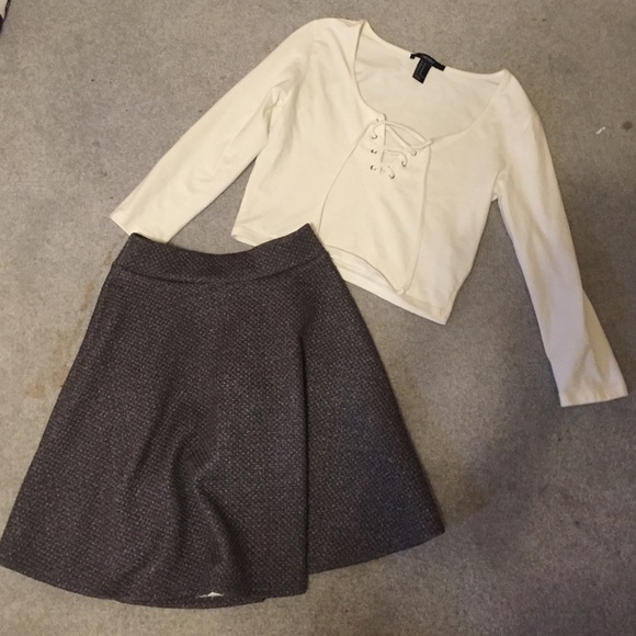 White Lace Up Crop Top