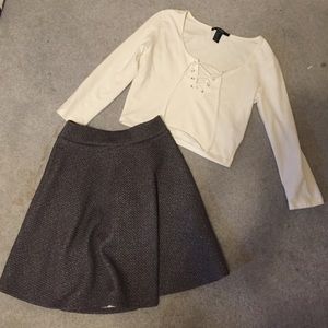 White Lace Up Crop Top