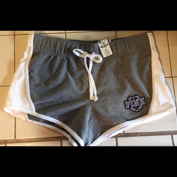Victoria's Secret Pink Gray Varsity Shorts M NWT