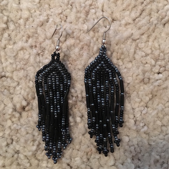 Black beaded earrings