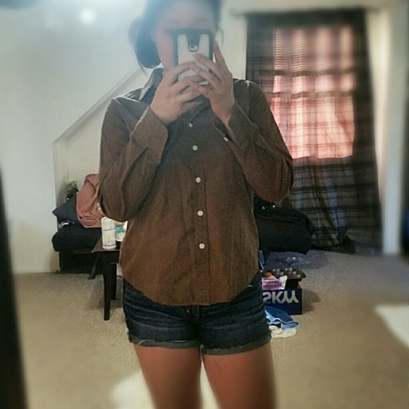 Brown long sleeve button down