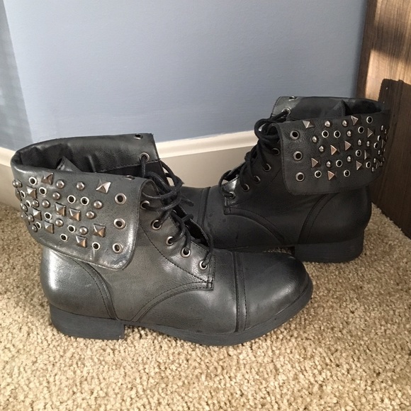 Black Studded Combat Boots