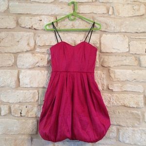 Strapless fuchsia mini