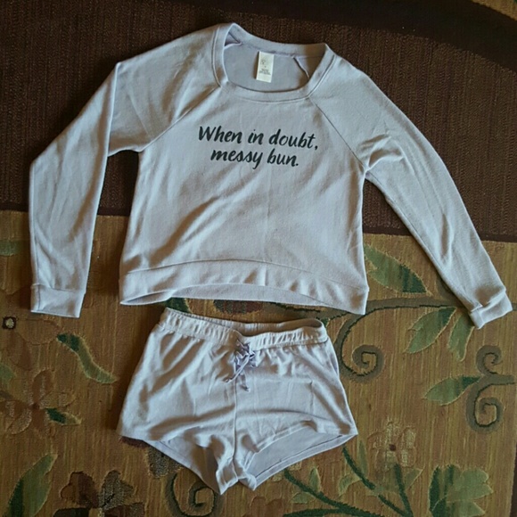 Super Soft Lilac Messy Bun Pajama Set - Picture 1 of 3