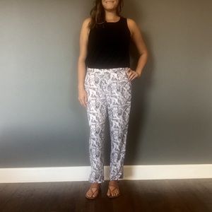 Tropical print silk pants