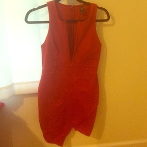 Red Windsor Plunging Neckline Dress