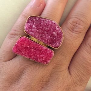 Pink druzy ring