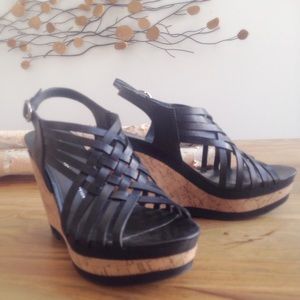 Reserved Franco Sarto black wedge sandals