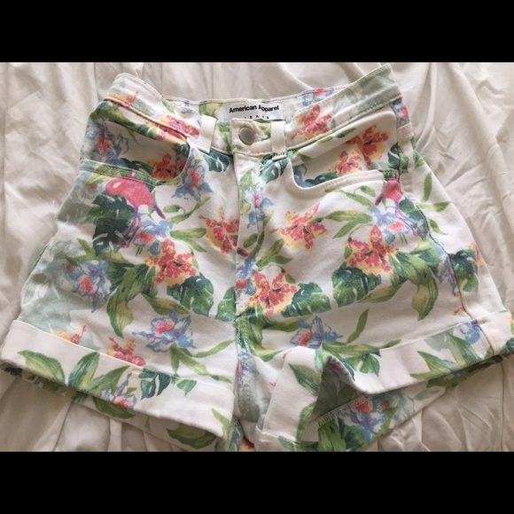 AA Flamingo Print High-Waisted Shorts