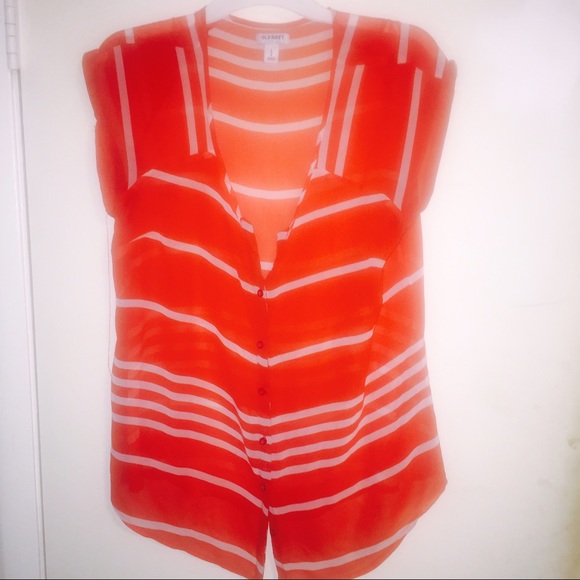 Orange Sheer Summer Blouse - Picture 1 of 1