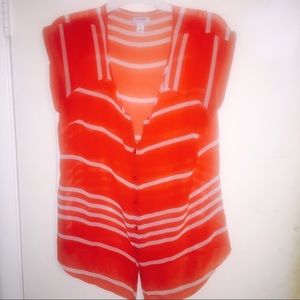 Orange Sheer Summer Blouse