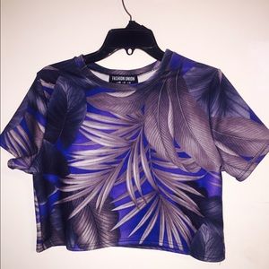 Blue print crop top