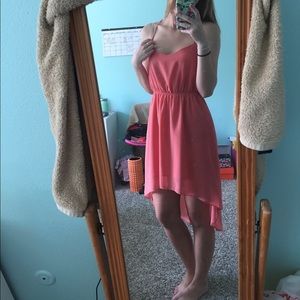 Coral hi-low dress