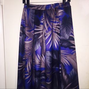 Blue print midi skirt