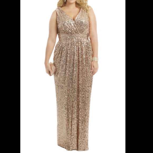 Badgley Mischka Glitz Gown Rose Gold size  14
