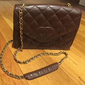Quilted brown leather bag