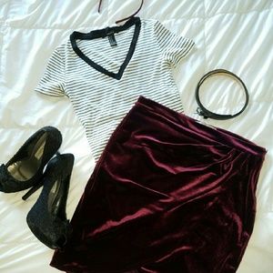 NWOT Burgundy velour wrap skirt