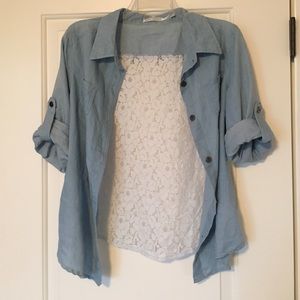 Button-down with Lace Back