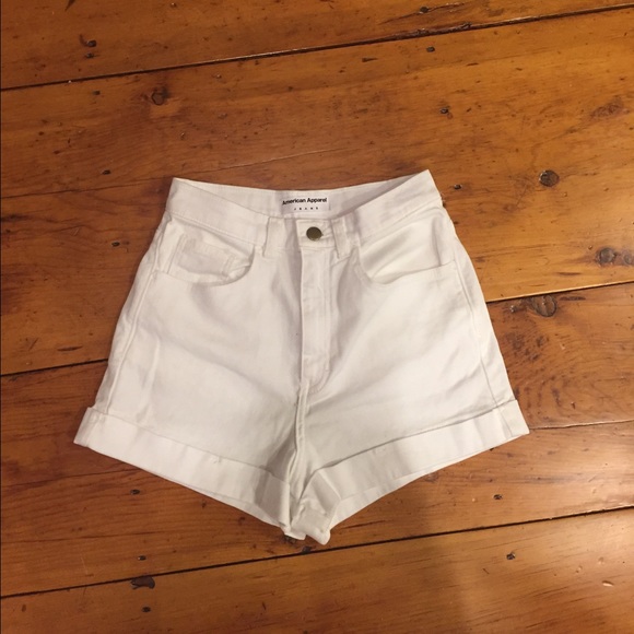 American Apparel High waisted white jean shorts
